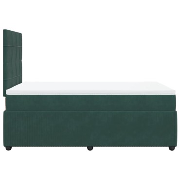 vidaXL Κρεβάτι Boxspring με Στρώμα Σκούρο Πράσινο 120x200εκ. Βελούδινο