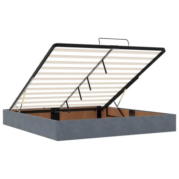 vidaXL Οθωμανικό κρεβάτι με στρώμα & LEDs Σκούρο γκρι 180x200cm Velvet