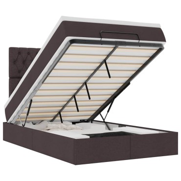 vidaXL Ottoman Κρεβάτι με Στρώμα Σκούρο Καφέ 120x200cm Ύφασμα