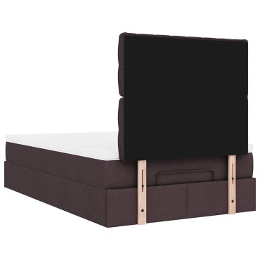 vidaXL Ottoman Κρεβάτι με Στρώμα Σκούρο Καφέ 120x200cm Ύφασμα