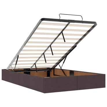 vidaXL Ottoman Κρεβάτι με Στρώμα Σκούρο Καφέ 120x200cm Ύφασμα