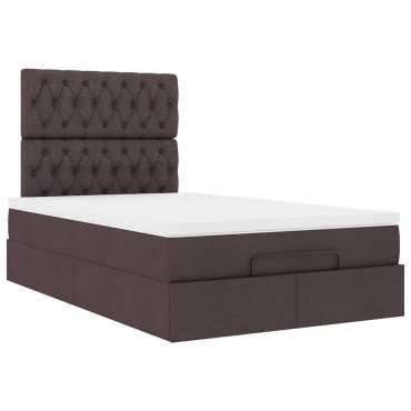 vidaXL Ottoman Κρεβάτι με Στρώμα Σκούρο Καφέ 120x200cm Ύφασμα