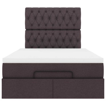 vidaXL Ottoman Κρεβάτι με Στρώμα Σκούρο Καφέ 120x200cm Ύφασμα