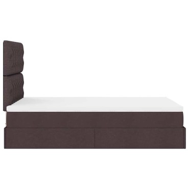 vidaXL Ottoman Κρεβάτι με Στρώμα Σκούρο Καφέ 120x200cm Ύφασμα