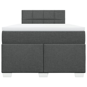vidaXL Κρεβάτι Boxspring με Στρώμα Σκούρο Γκρι 120x200 εκ. Υφασμάτινο
