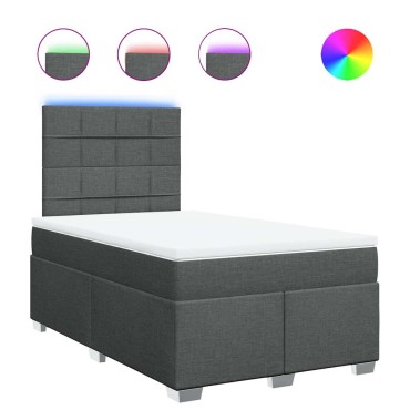 vidaXL Κρεβάτι Boxspring με Στρώμα Σκούρο Γκρι 120x200 εκ. Υφασμάτινο