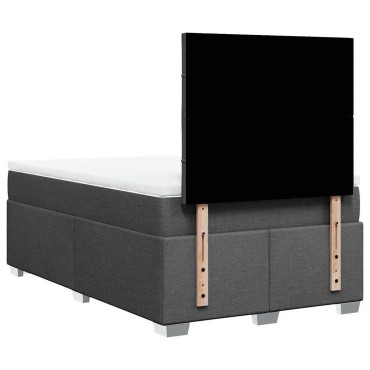 vidaXL Κρεβάτι Boxspring με Στρώμα Σκούρο Γκρι 120x200 εκ. Υφασμάτινο