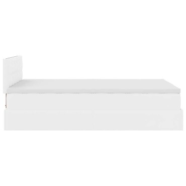 vidaXL Ottoman Κρεβάτι με στρώματα & LED Καθαρό Λευκό Faux Leather