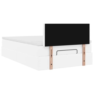 vidaXL Ottoman Κρεβάτι με στρώματα & LED Καθαρό Λευκό Faux Leather