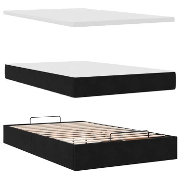 vidaXL Οθωμανικό κρεβάτι με στρώματα & LEDs Μαύρο 120x200cm Velvet