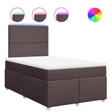 vidaXL Κρεβάτι Boxspring με Στρώμα Σκούρο Καφέ 120x200 εκ. Υφασμάτινο