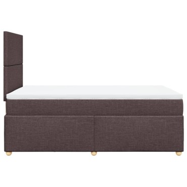 vidaXL Κρεβάτι Boxspring με Στρώμα Σκούρο Καφέ 120x200 εκ. Υφασμάτινο
