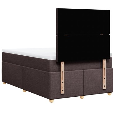 vidaXL Κρεβάτι Boxspring με Στρώμα Σκούρο Καφέ 120x200 εκ. Υφασμάτινο