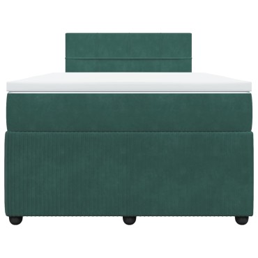 vidaXL Κρεβάτι Boxspring με Στρώμα Σκούρο Πράσινο 120x200εκ. Βελούδινο