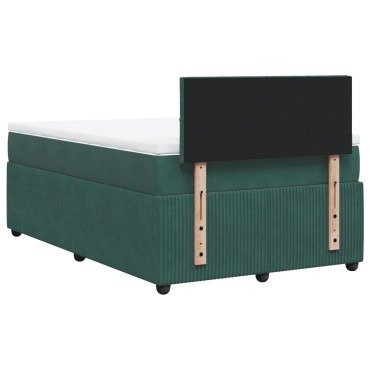 vidaXL Κρεβάτι Boxspring με Στρώμα Σκούρο Πράσινο 120x200εκ. Βελούδινο