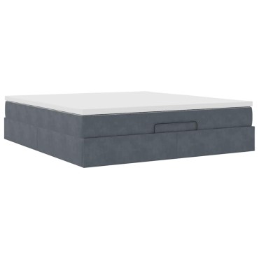 vidaXL Οθωμανικό κρεβάτι με στρώμα σκούρο γκρι 180x200cm Velvet