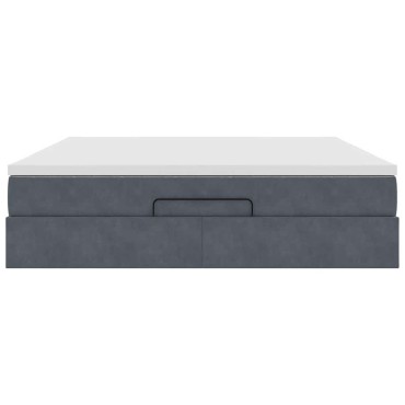 vidaXL Οθωμανικό κρεβάτι με στρώμα σκούρο γκρι 180x200cm Velvet