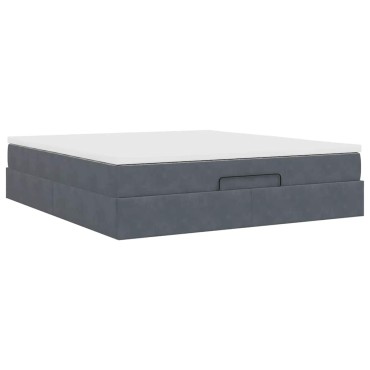 vidaXL Οθωμανικό κρεβάτι με στρώμα σκούρο γκρι 180x200cm Velvet
