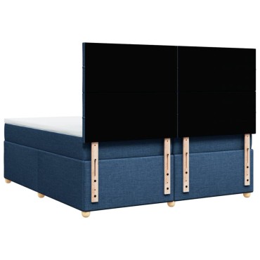 vidaXL Κρεβάτι Boxspring με Στρώμα Μπλε 200x200 εκ. Υφασμάτινο
