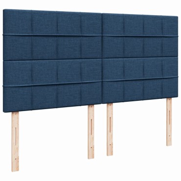 vidaXL Κρεβάτι Boxspring με Στρώμα Μπλε 200x200 εκ. Υφασμάτινο