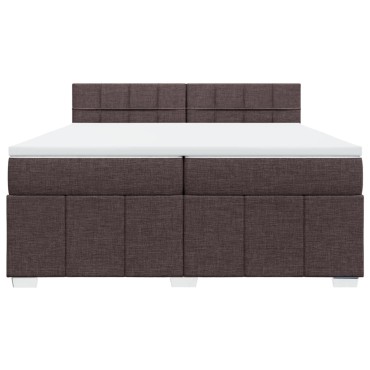 vidaXL Κρεβάτι Boxspring με Στρώμα Σκούρο Καφέ 200x200 εκ. Υφασμάτινο