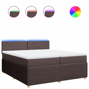 vidaXL Κρεβάτι Boxspring με Στρώμα Σκούρο Καφέ 200x200cm Υφασμάτινο 1 τεμ. - Διπλό