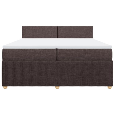 vidaXL Κρεβάτι Boxspring με Στρώμα Σκούρο Καφέ 200x200cm Υφασμάτινο 1 τεμ. - Διπλό