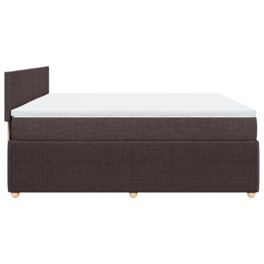vidaXL Κρεβάτι Boxspring με Στρώμα Σκούρο Καφέ 200x200cm Υφασμάτινο 1 τεμ. - Διπλό
