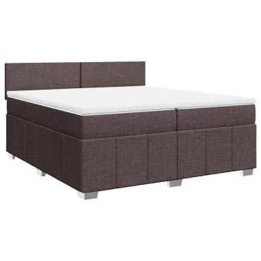 vidaXL Κρεβάτι Boxspring με Στρώμα Σκούρο Καφέ 200x200cm Υφασμάτινο 1 τεμ. - Διπλό