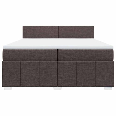 vidaXL Κρεβάτι Boxspring με Στρώμα Σκούρο Καφέ 200x200cm Υφασμάτινο 1 τεμ. - Διπλό