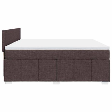 vidaXL Κρεβάτι Boxspring με Στρώμα Σκούρο Καφέ 200x200cm Υφασμάτινο 1 τεμ. - Διπλό