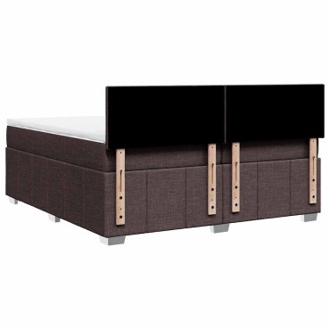 vidaXL Κρεβάτι Boxspring με Στρώμα Σκούρο Καφέ 200x200cm Υφασμάτινο 1 τεμ. - Διπλό