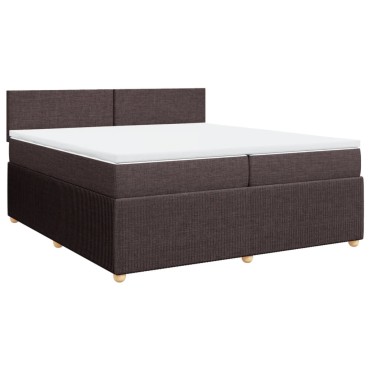vidaXL Κρεβάτι Boxspring με Στρώμα Σκούρο Καφέ 200x200cm Υφασμάτινο 1 τεμ. - Διπλό