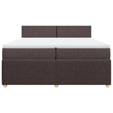 vidaXL Κρεβάτι Boxspring με Στρώμα Σκούρο Καφέ 200x200cm Υφασμάτινο 1 τεμ. - Διπλό