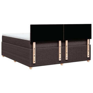vidaXL Κρεβάτι Boxspring με Στρώμα Σκούρο Καφέ 200x200cm Υφασμάτινο 1 τεμ. - Διπλό