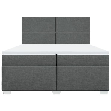 vidaXL Κρεβάτι Boxspring με Στρώμα Σκούρο Γκρι 200x200 εκ. Υφασμάτινο