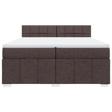 vidaXL Κρεβάτι Boxspring με Στρώμα Σκούρο Καφέ 200x200 εκ. Υφασμάτινο