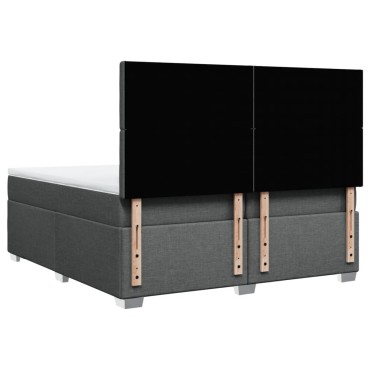 vidaXL Κρεβάτι Boxspring με Στρώμα Σκούρο Γκρι 200x200 εκ. Υφασμάτινο