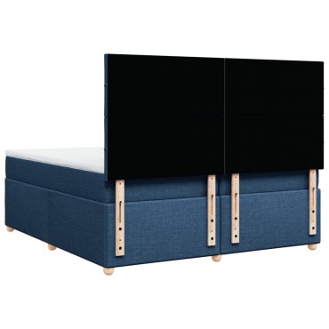 vidaXL Κρεβάτι Boxspring με Στρώμα Μπλε 200x200 εκ. Υφασμάτινο