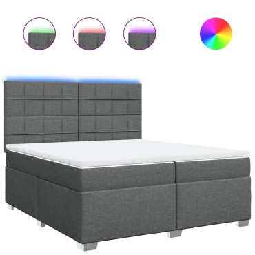 vidaXL Κρεβάτι Boxspring με Στρώμα Σκούρο Γκρι 200x200 εκ. Υφασμάτινο