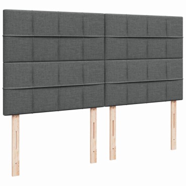vidaXL Κρεβάτι Boxspring με Στρώμα Σκούρο Γκρι 200x200 εκ. Υφασμάτινο