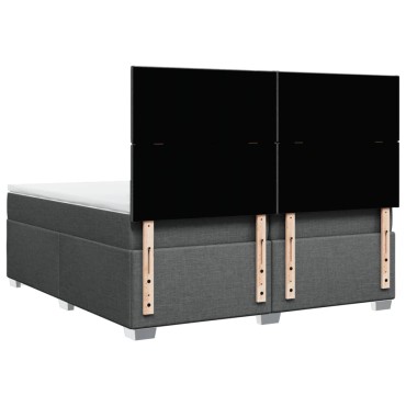 vidaXL Κρεβάτι Boxspring με Στρώμα Σκούρο Γκρι 200x200 εκ. Υφασμάτινο