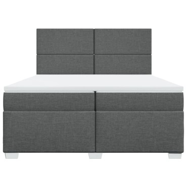 vidaXL Κρεβάτι Boxspring με Στρώμα Σκούρο Γκρι 200x200 εκ. Υφασμάτινο