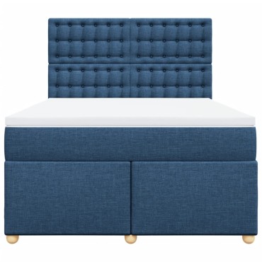 vidaXL Κρεβάτι Boxspring με Στρώμα Μπλε 160x200 εκ. Υφασμάτινο