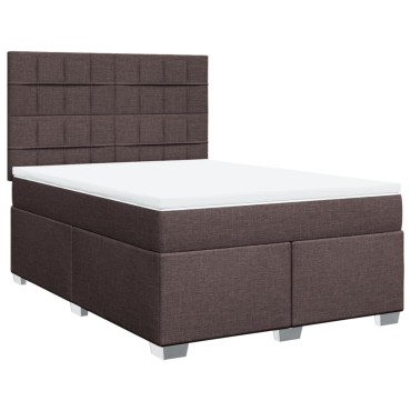 vidaXL Κρεβάτι Boxspring με Στρώμα Σκούρο Καφέ 160x200 εκ Υφασμάτινο