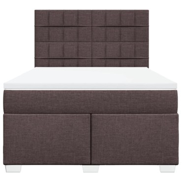 vidaXL Κρεβάτι Boxspring με Στρώμα Σκούρο Καφέ 160x200 εκ Υφασμάτινο