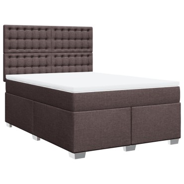 vidaXL Κρεβάτι Boxspring με Στρώμα Σκούρο Καφέ 160x200 εκ Υφασμάτινο