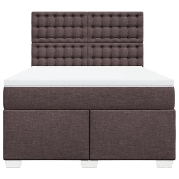vidaXL Κρεβάτι Boxspring με Στρώμα Σκούρο Καφέ 160x200 εκ Υφασμάτινο