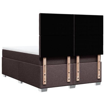 vidaXL Κρεβάτι Boxspring με Στρώμα Σκούρο Καφέ 160x200 εκ Υφασμάτινο