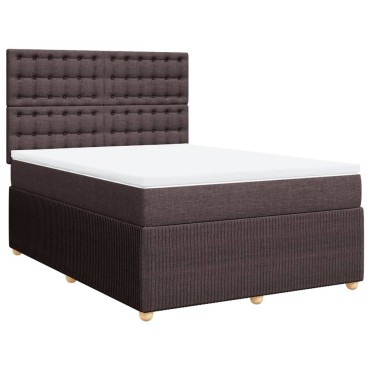 vidaXL Κρεβάτι Boxspring με Στρώμα Σκούρο Καφέ 160x200 εκ Υφασμάτινο